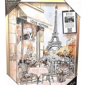 Design District Louis Vuitton Parisian Café w/Eiffel Tower Framed Wall Decor